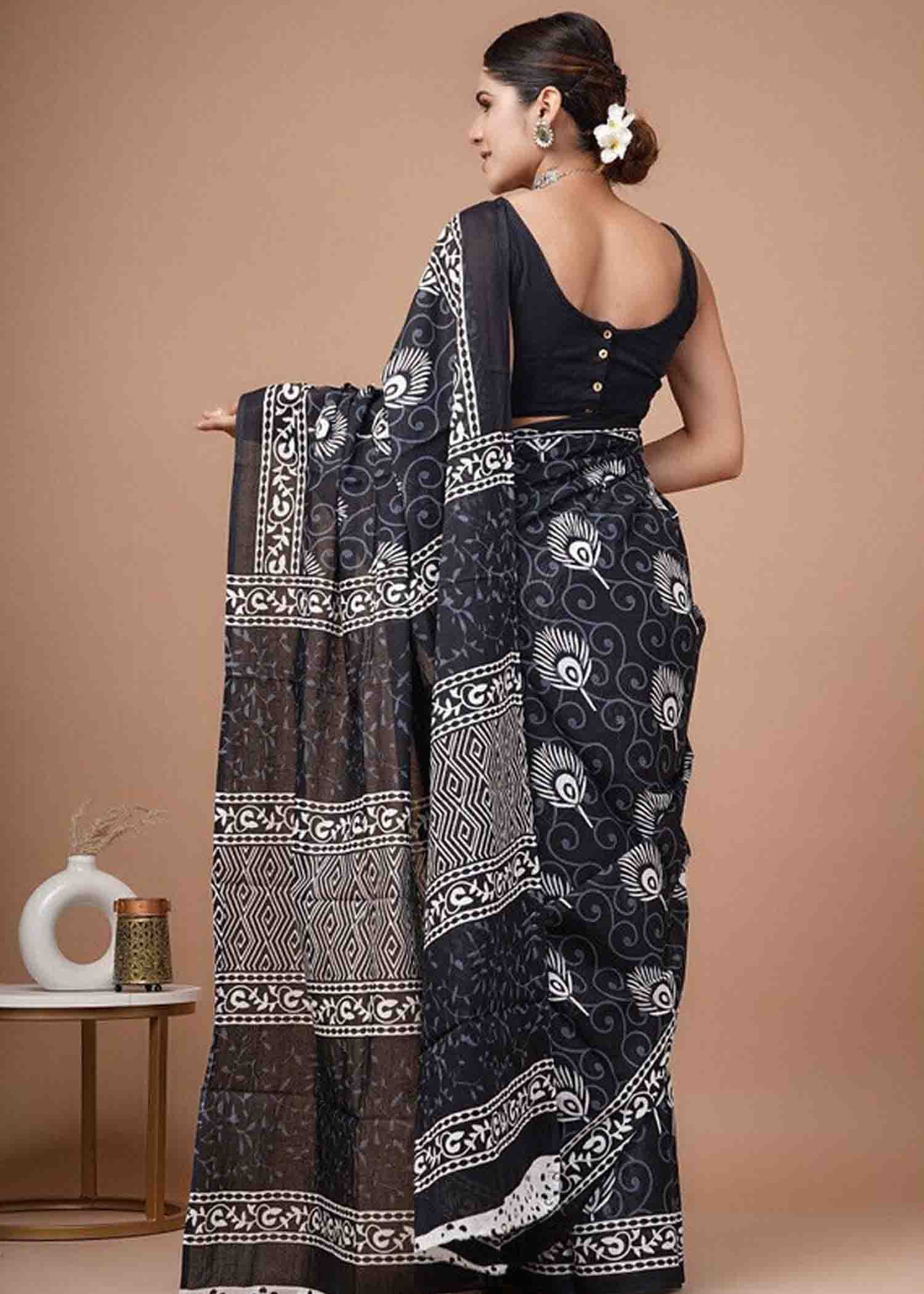 Taaniya -09246-G Black Color Trendy Mulmul Cotton Saree CM1463628 (RR1C)