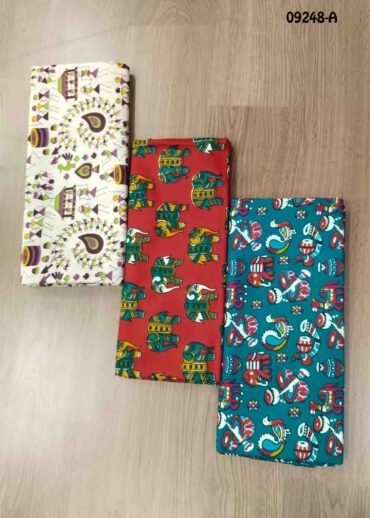 Kundavai -09248-A  Multi Color Kalamkari Cotton Blouse Bit (Set of 3) CM1466526 (RR1B)*3