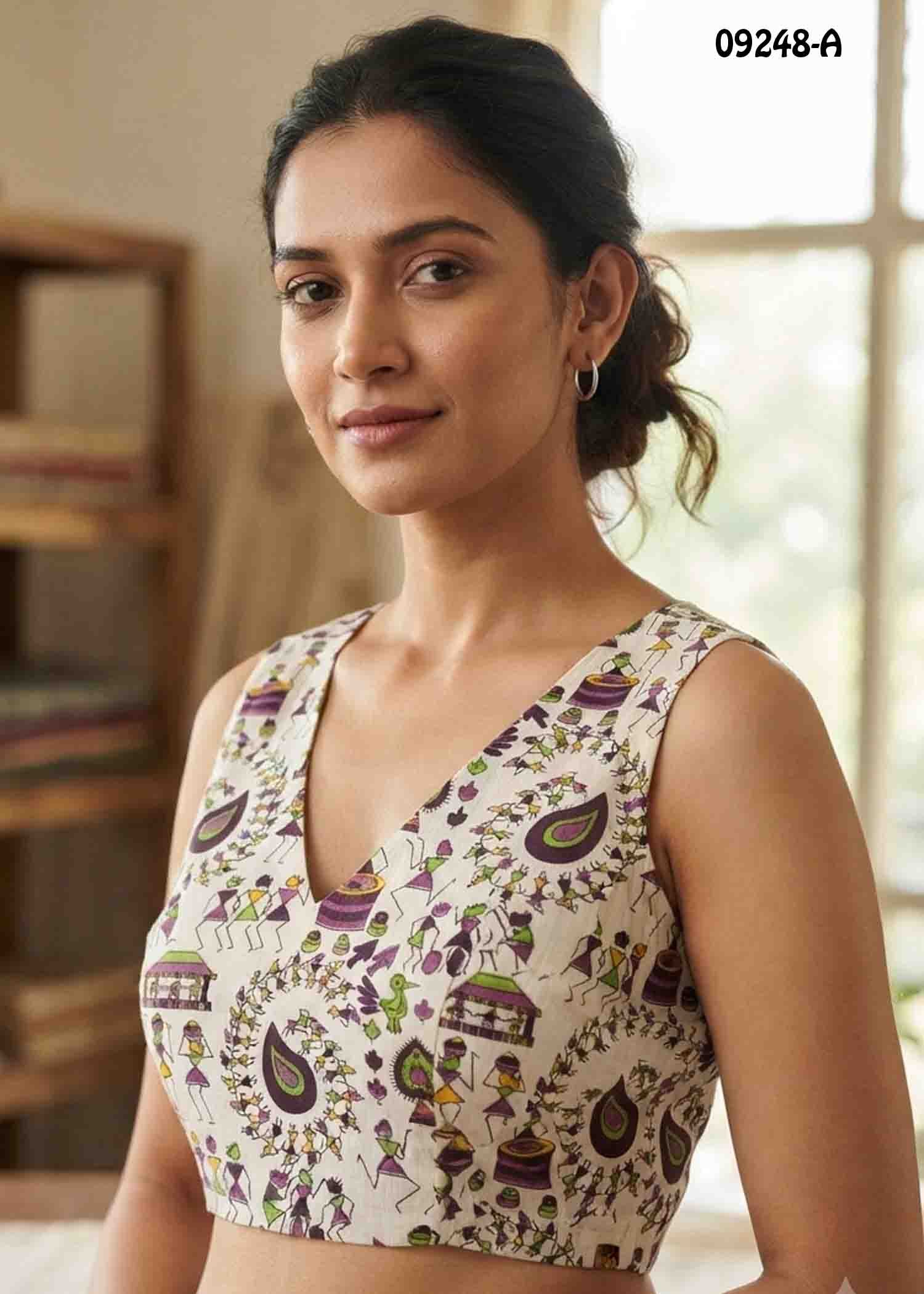 Kundavai -09248-A Multi Color Kalamkari Cotton Blouse Bit (Set of 3) CM1466526 (RR1B)*3