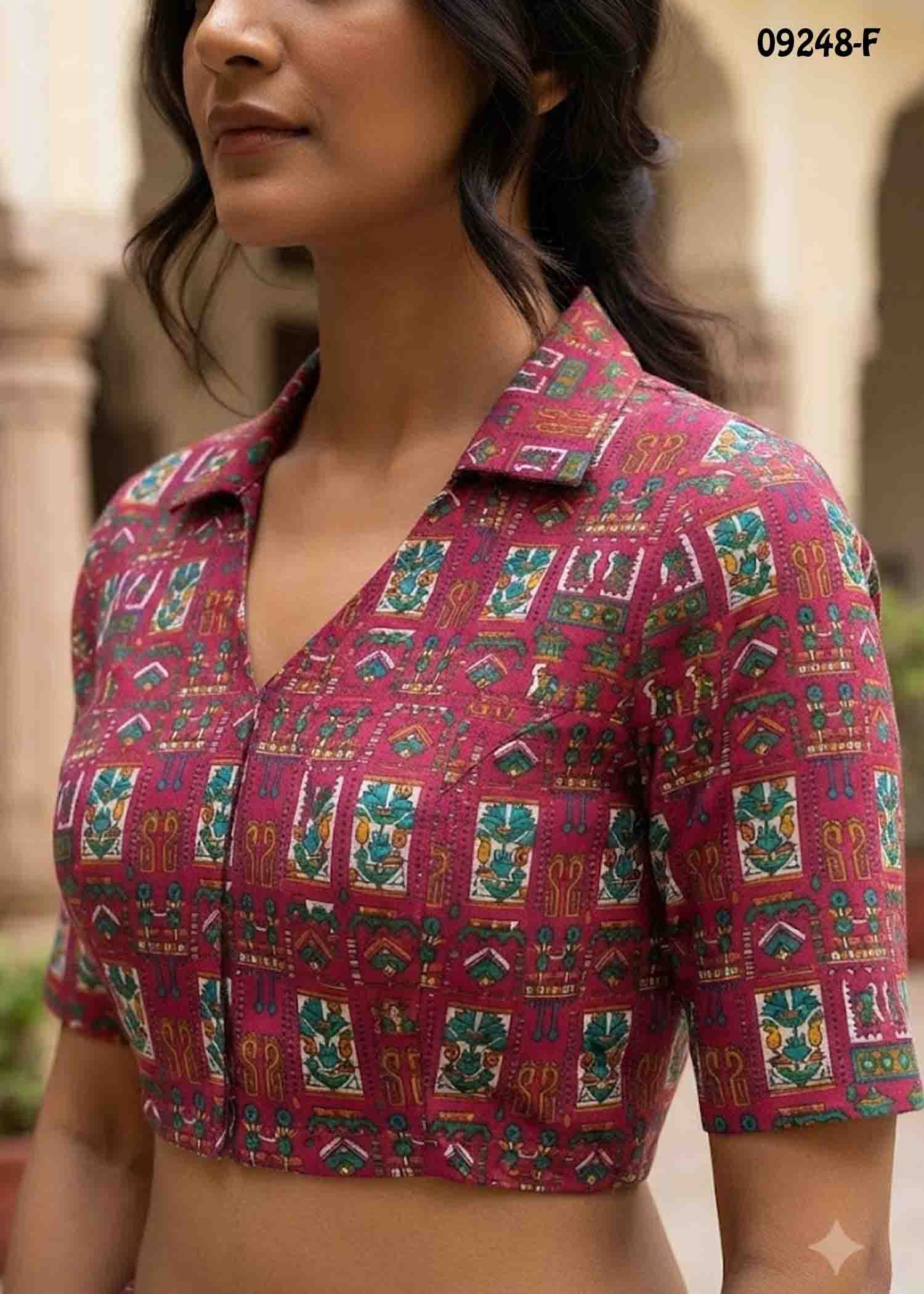 Kundavai -09248-F Multi Color Kalamkari Cotton Blouse Bit (Set of 3) CM1466526 (RR1B)*3