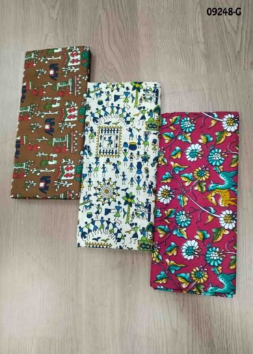 Kundavai -09248-G  Multi Color Kalamkari Cotton Blouse Bit (Set of 3) CM1466526 (RR1B)*3