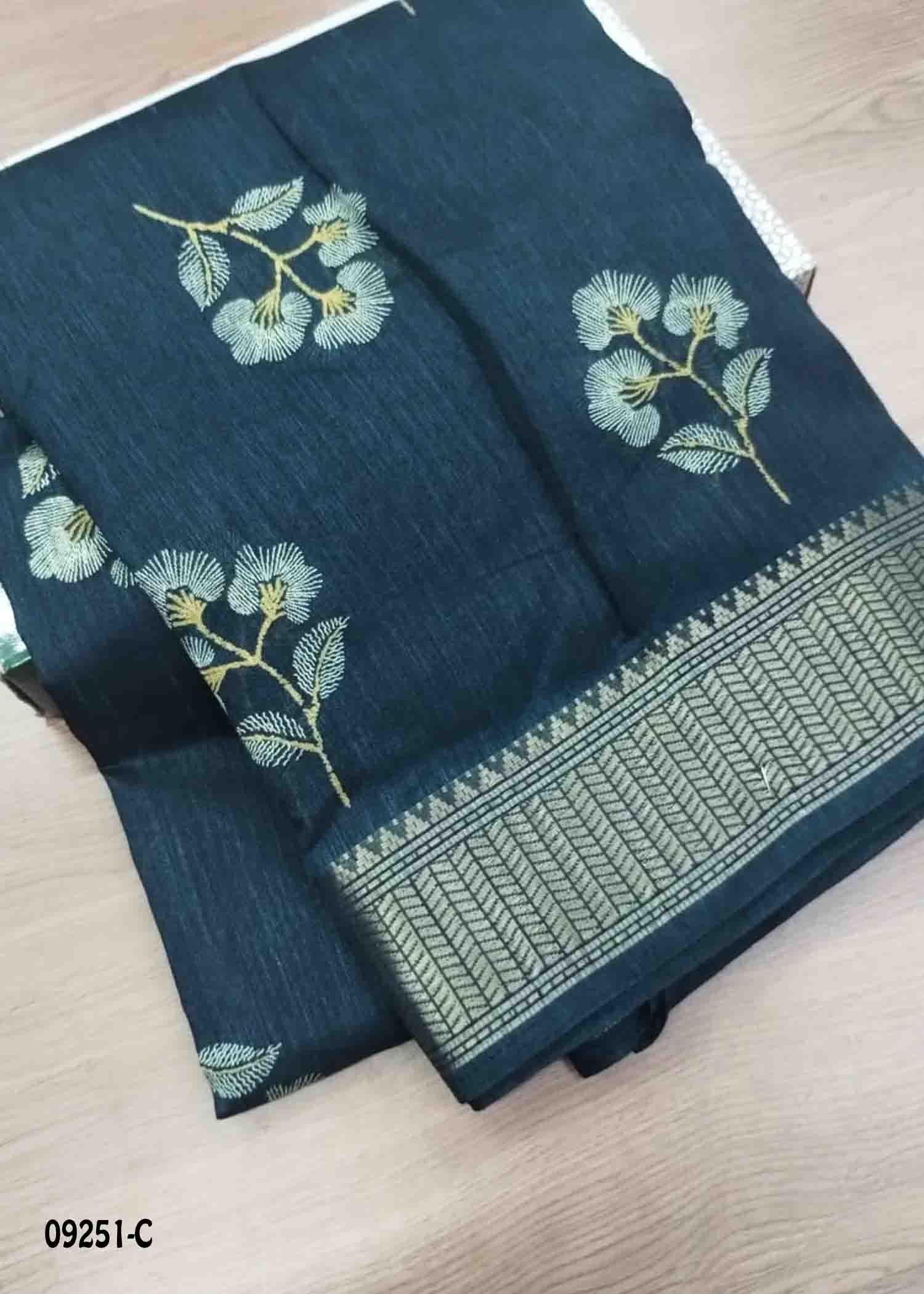 Narmada -09251-C PeacockBlue Color Trendy Synthetic Cotton Saree CM1476616 (RR5B)
