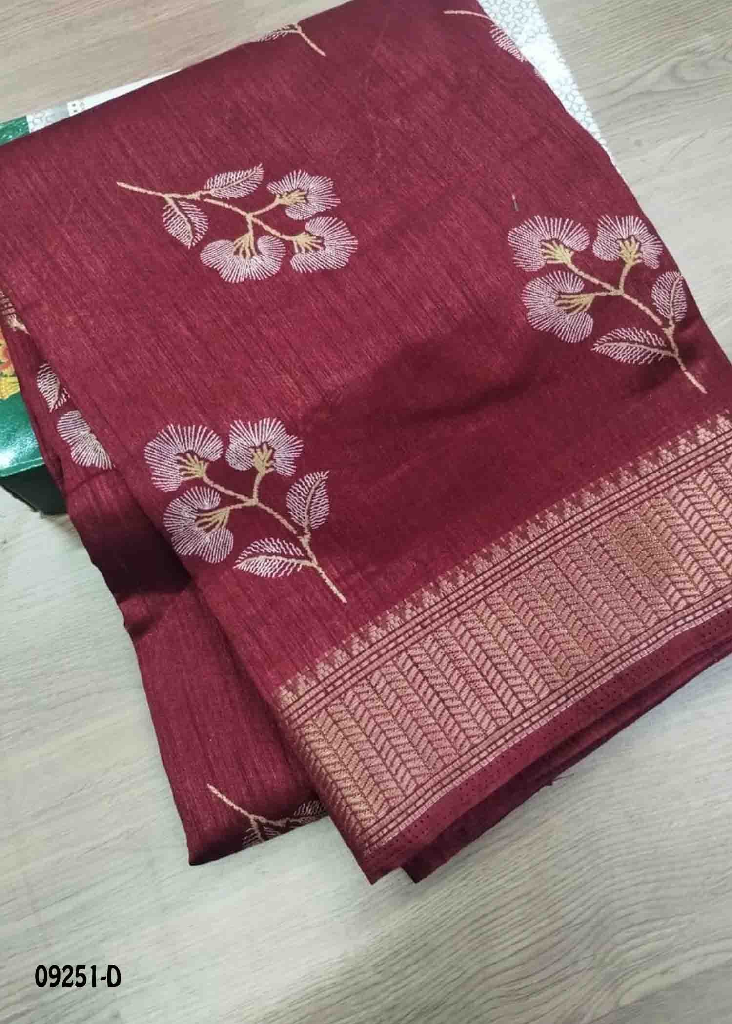 Narmada -09251-D Maroon Color Trendy Synthetic Cotton Saree CM1476616 (RR5B)