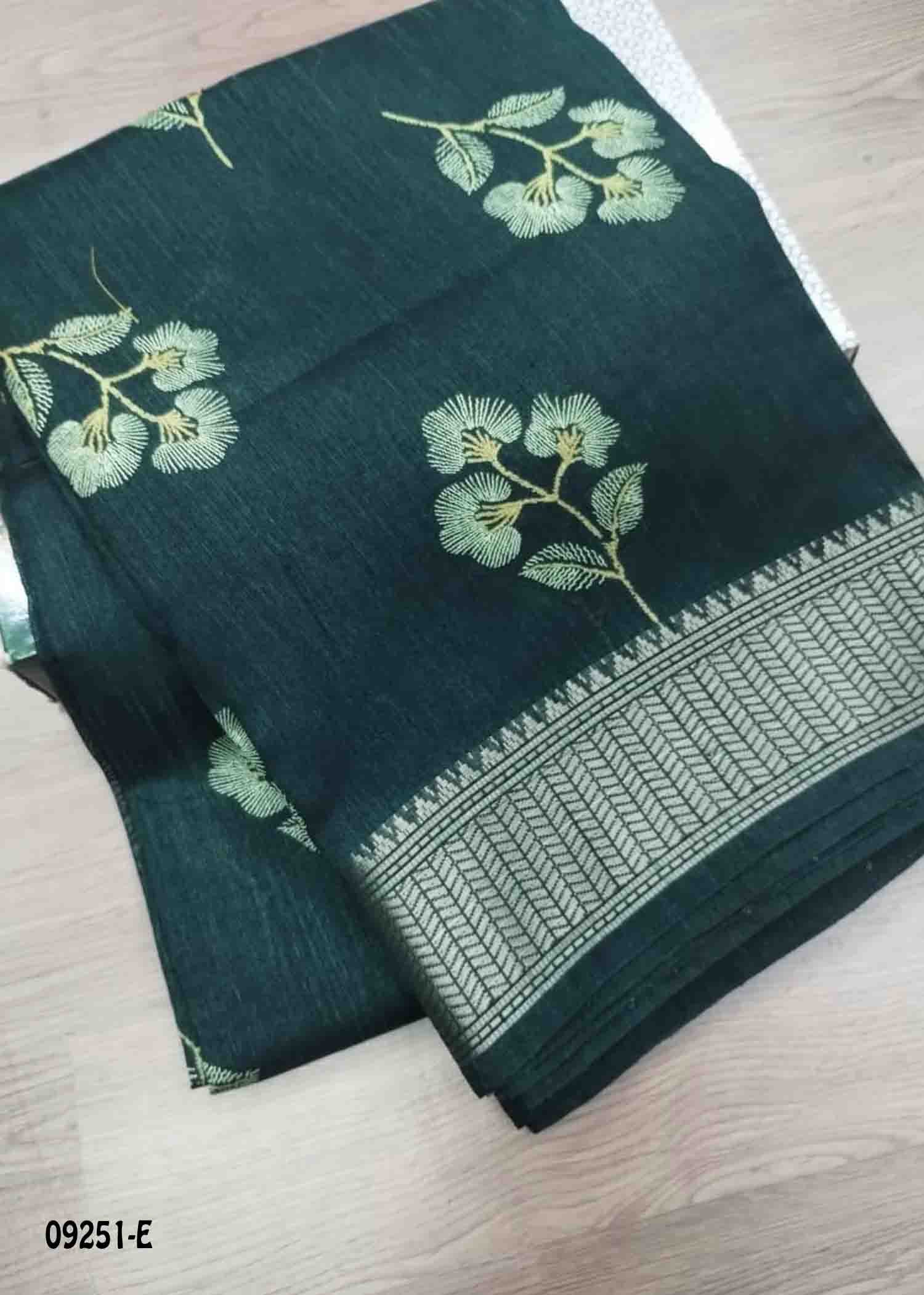 Narmada -09251-E DarkGreen Color Trendy Synthetic Cotton Saree CM1476616 (RR5B)