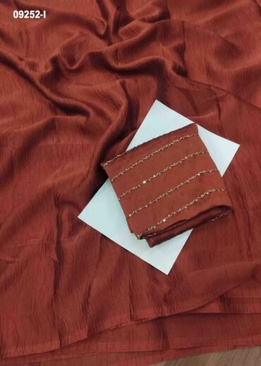 Gowthami -09252-I  Rustbrown  Color Elagance Rangoli Crush Saree CM1454875 (LR4C)