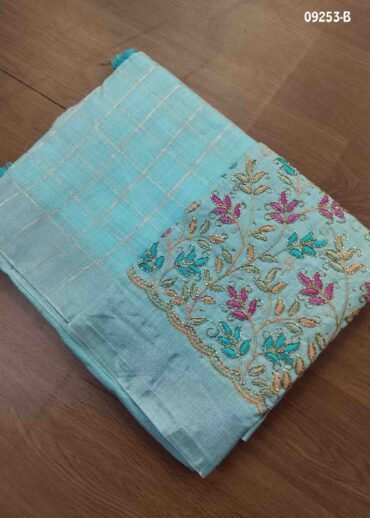 Shanthini -09253-B  Powderblue Color Elagance Linen Cotton Saree CM1460420 (LR4C)