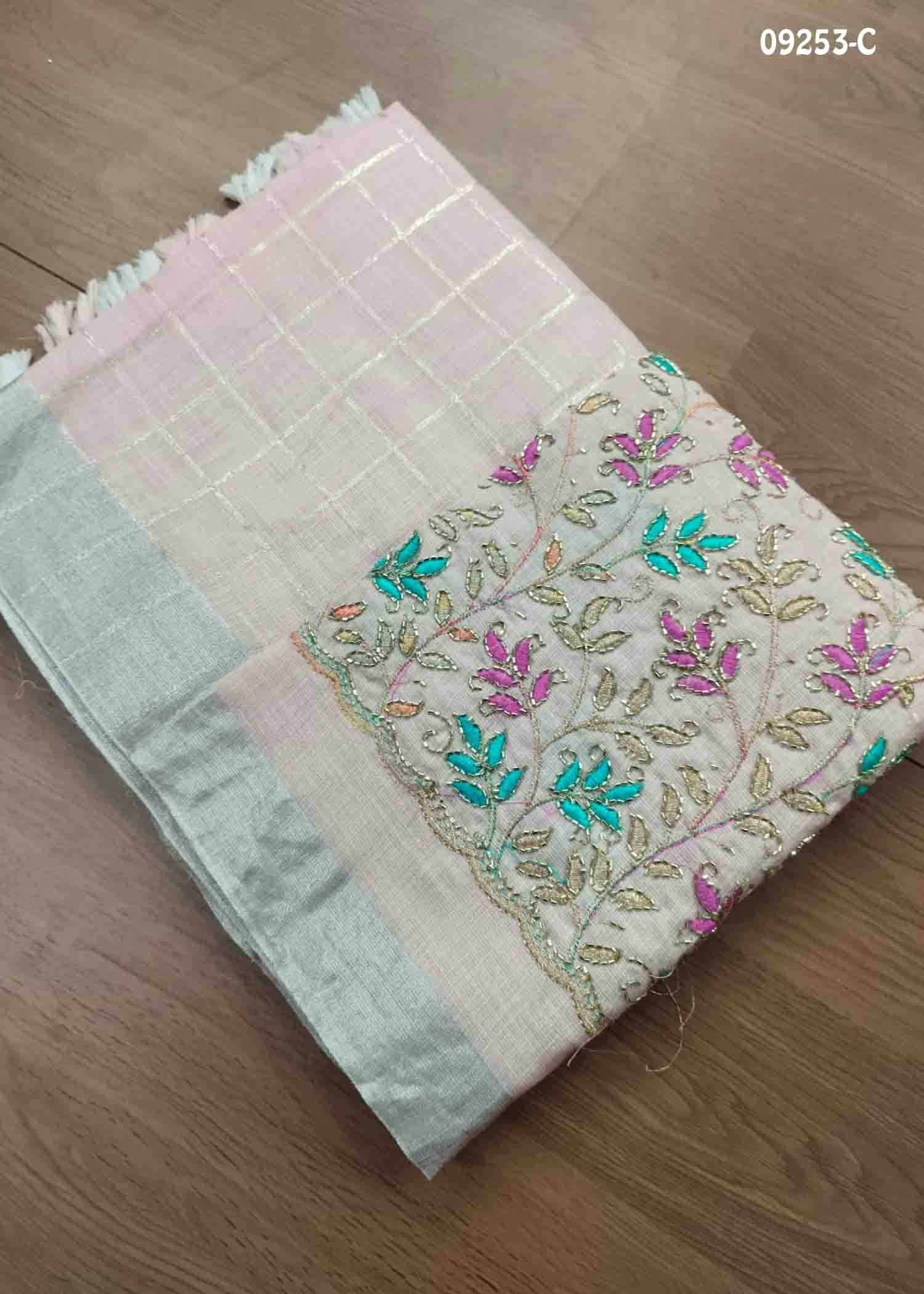 Shanthini -09253-C Babypink Color Elagance Linen Cotton Saree CM1460420 (LR4C)