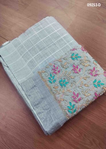 Shanthini -09253-D Grey  Color Elagance Linen Cotton Saree CM1460420 (LR4C)