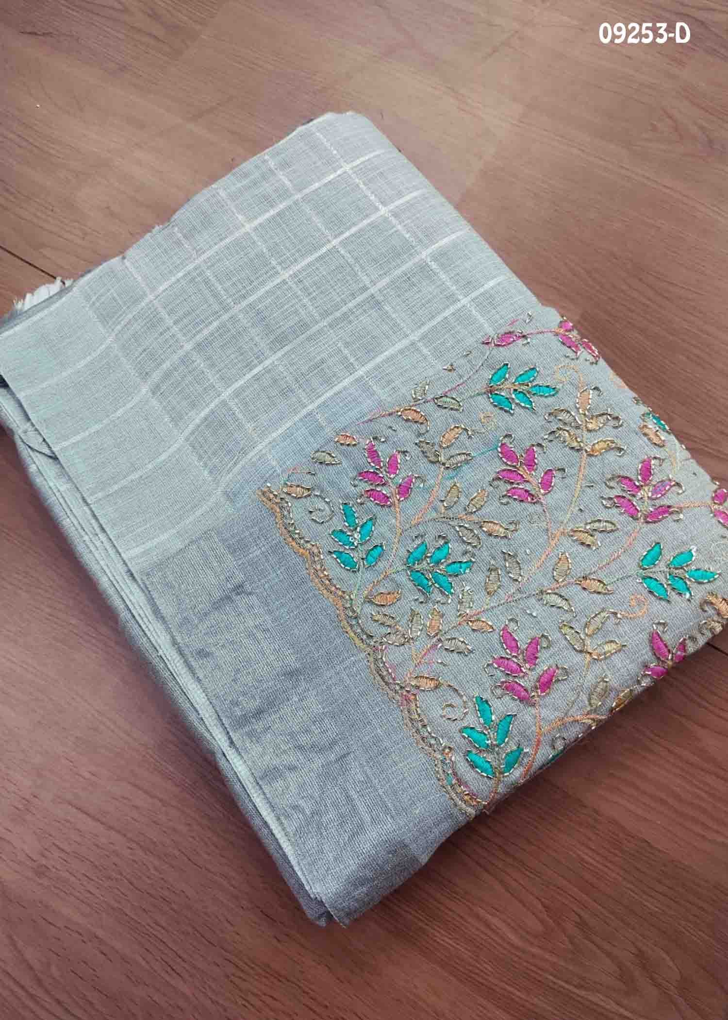 Shanthini -09253-D Grey Color Elagance Linen Cotton Saree CM1460420 (LR4C)