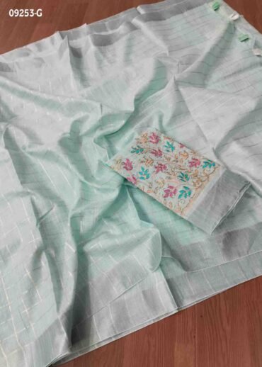 Shanthini -09253-F  Pastelseagreen   Color Elagance Linen Cotton Saree CM1460420 (LR4C)