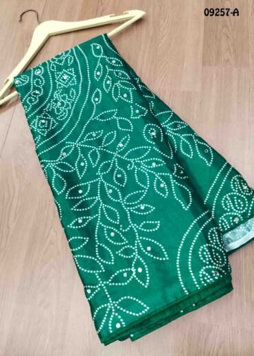 Janvika -09257-A  Green Color Ajrakh Print Chinnon Crepe Saree CM1458970 (RR2D)