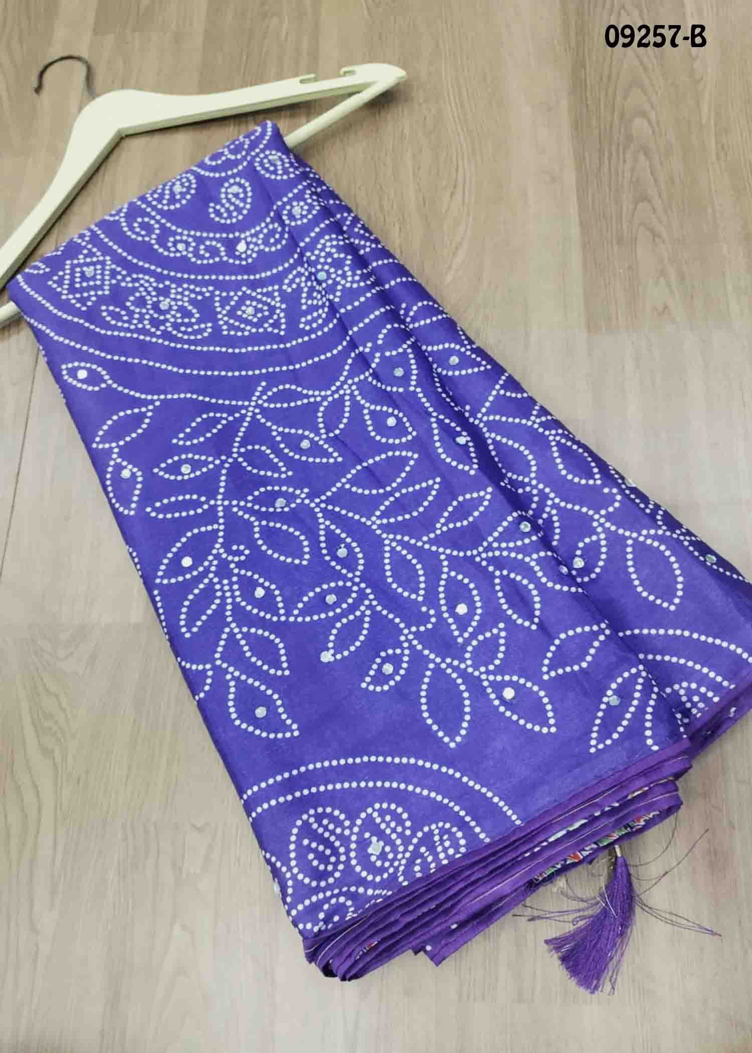 Janvika -09257-B Violet Color Ajrakh Print Chinnon Crepe Saree CM1458970 (RR2D)