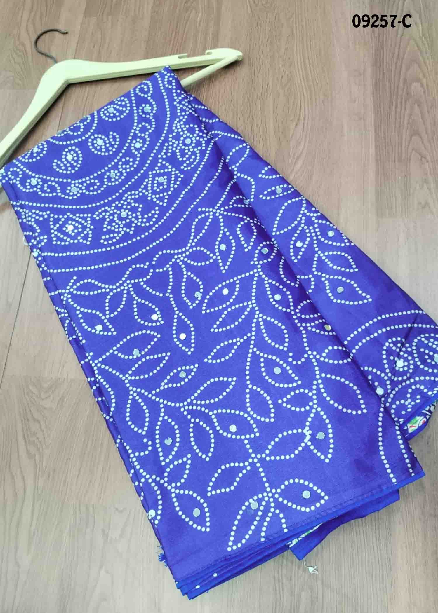 Janvika -09257-C InkBlue Color Ajrakh Print Chinnon Crepe Saree CM1458970 (RR2D)