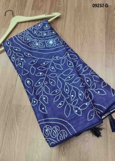Janvika -09257-D  NavyBlue Color Ajrakh Print Chinnon Crepe Saree CM1458970 (RR2D)
