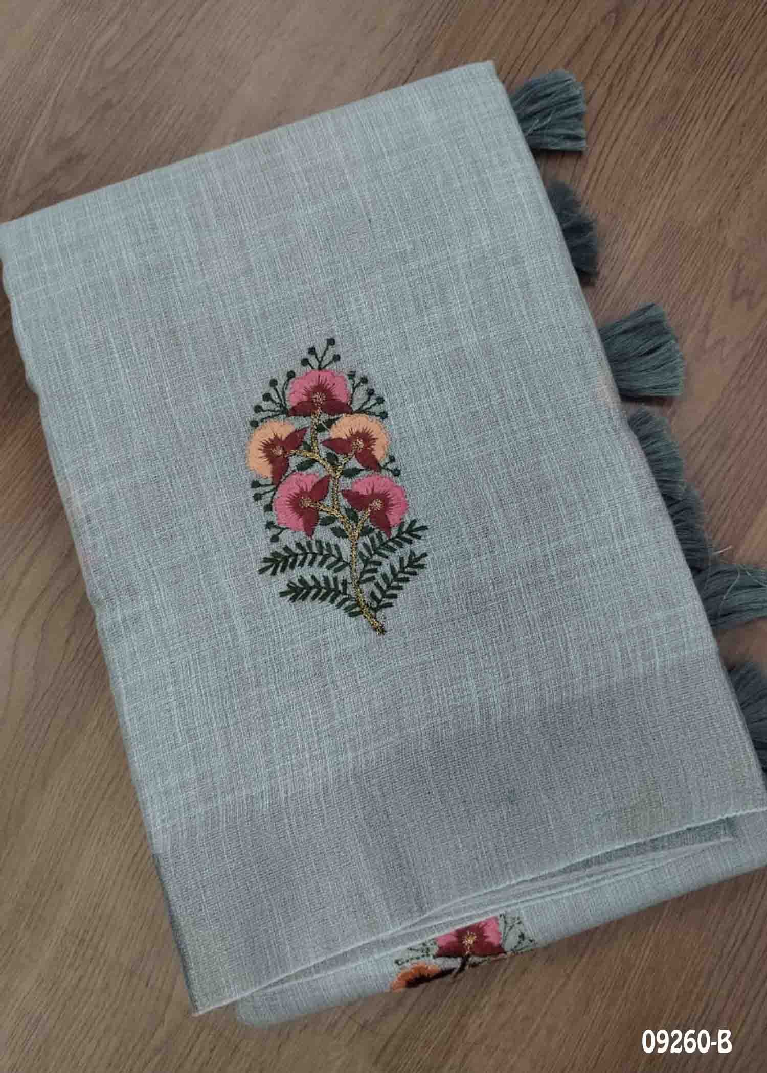 Bhavana -09260-B Grey Color Trendy Linen Cotton Saree CM1476418 (RR1D)