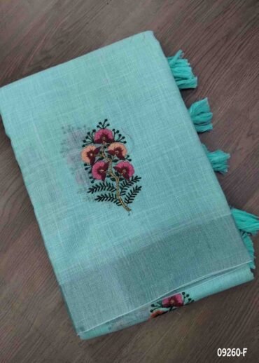 Bhavana -09260-F  LightCyan Color Trendy Linen Cotton Saree CM1476418 (RR1D)