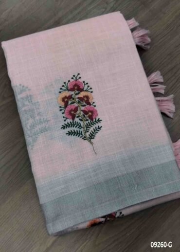 Bhavana -09260-G  Peach Color Trendy Linen Cotton Saree CM1476418 (RR1D)