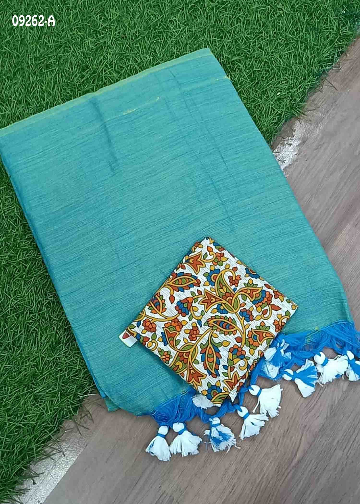 Thiyasri -09262-A TealBlue Color Trendy Handloom Cotton Saree CM1430152 (RR3C)