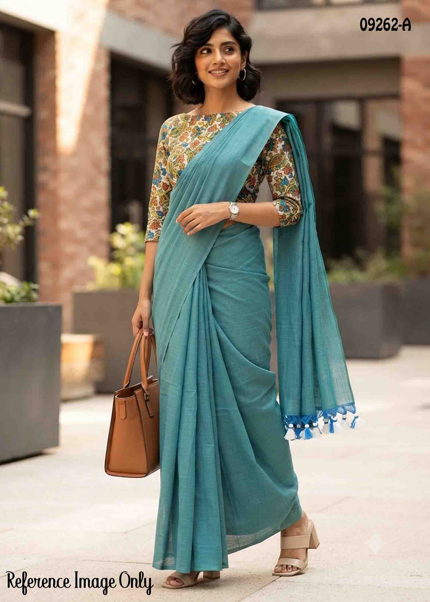 Thiyasri -09262-A TealBlue Color Trendy Handloom Cotton Saree CM1430152 (RR3C)