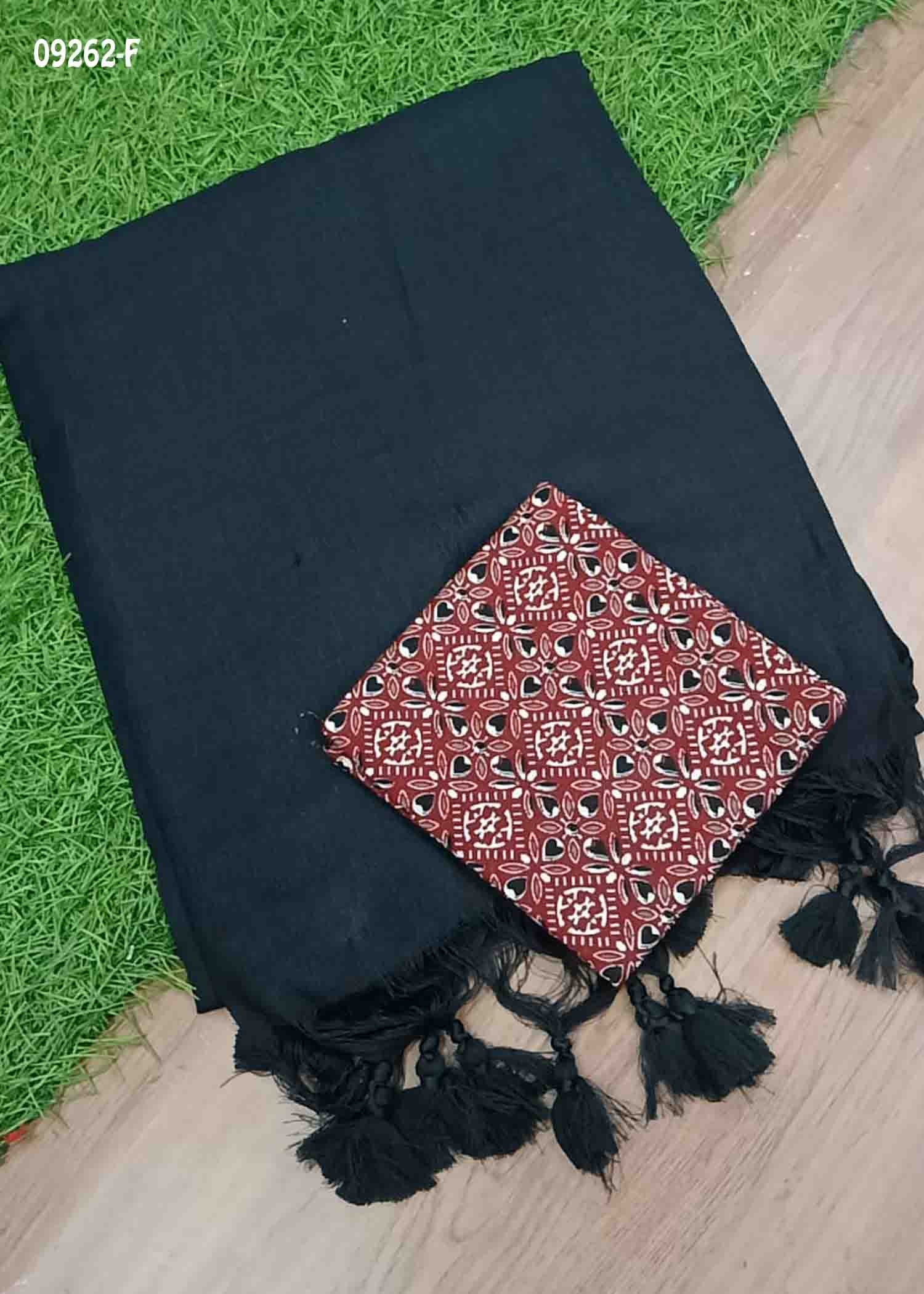Thiyasri -09262-F Black Color Trendy Handloom Cotton Saree CM1430152 (RR3C)