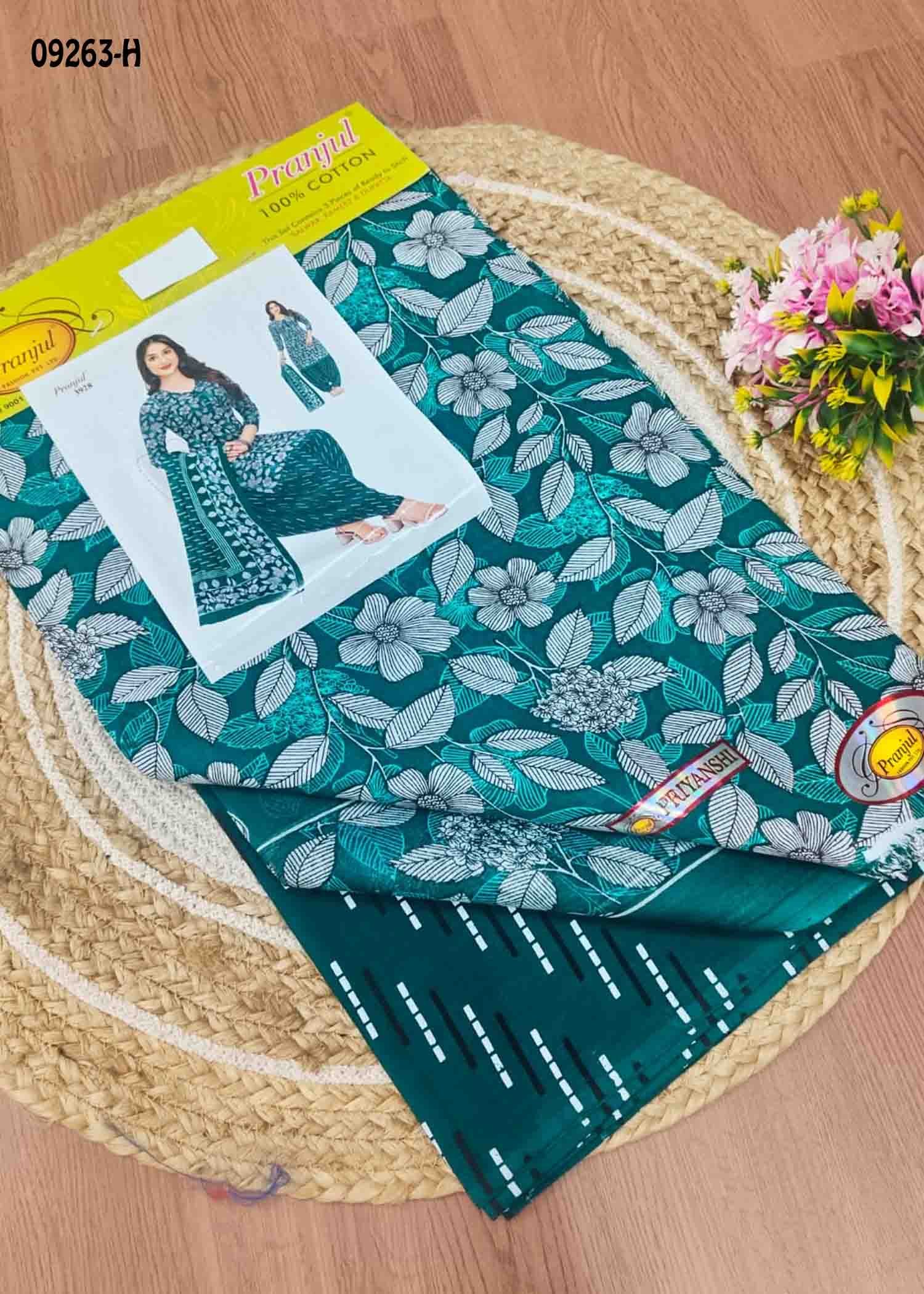 Pranjul Salwar- 09263-H PeacockGreen Color Pure Cotton Salwar Material CM14663567 (RR5D)
