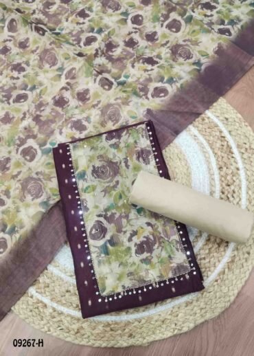 Shalini- 09267-H  Brown Color Chanderi Salwar Material CM1472586 (RR5D)