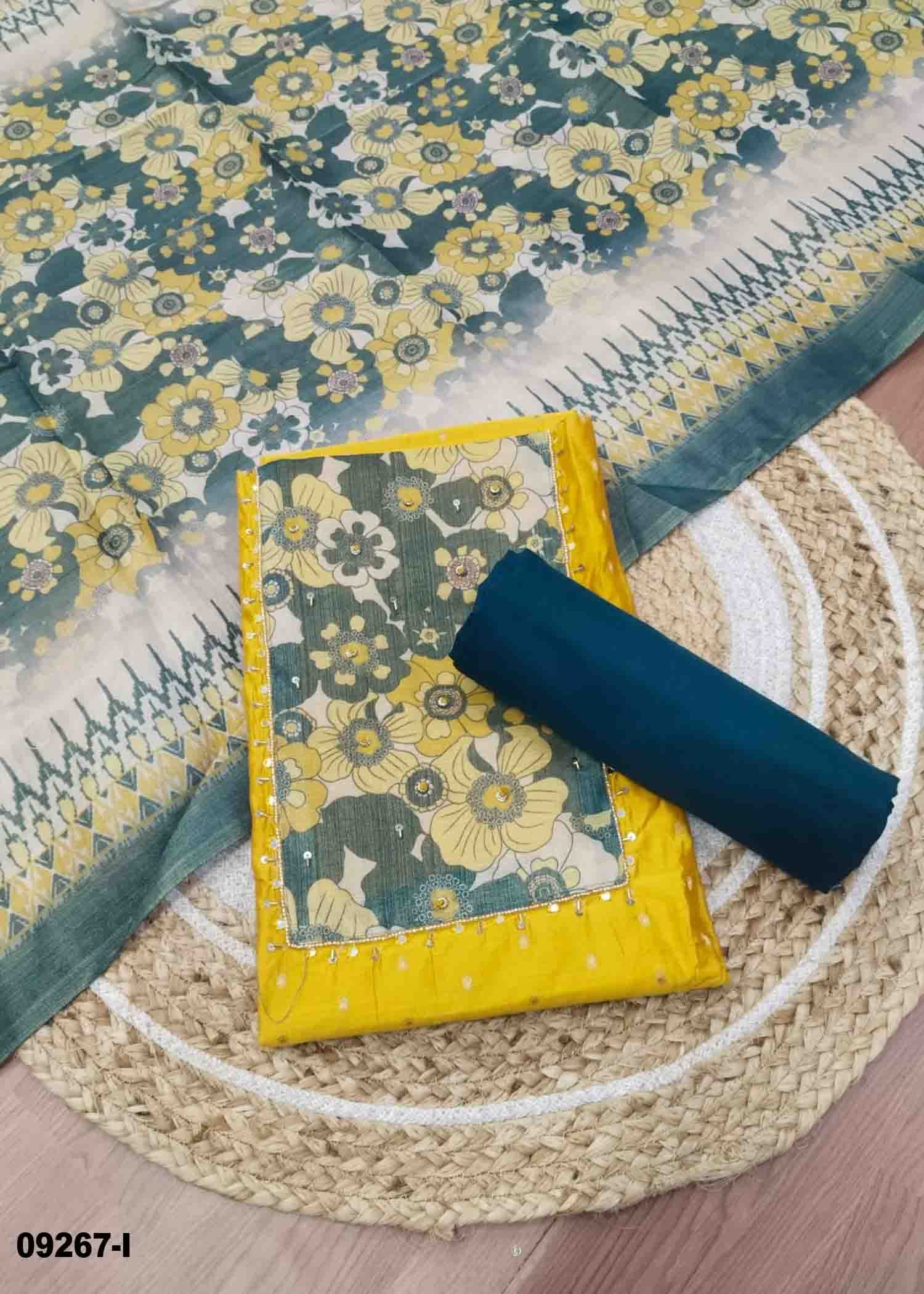 Shalini- 09267-I Yellow Color Chanderi Salwar Material CM1472586 (RR5D)