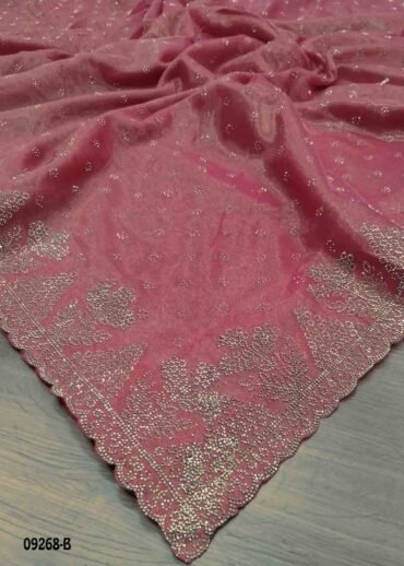 Divya -09268-B  Pink Color Stone Work Netted Saree CM1477139 (RR1B)