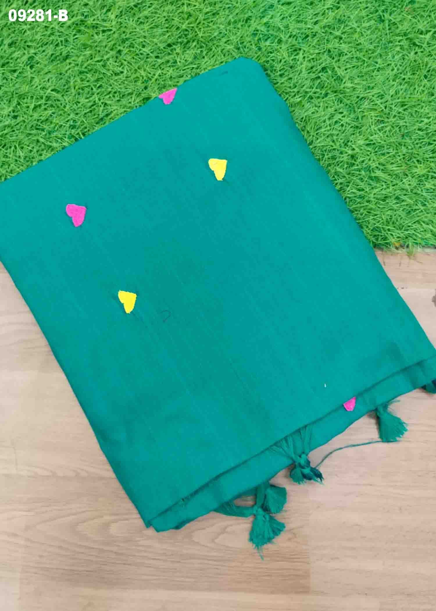Magizhini -09281-B PineGreen Color Trendy Handloom Cotton Saree CM1449017 (RR3B)