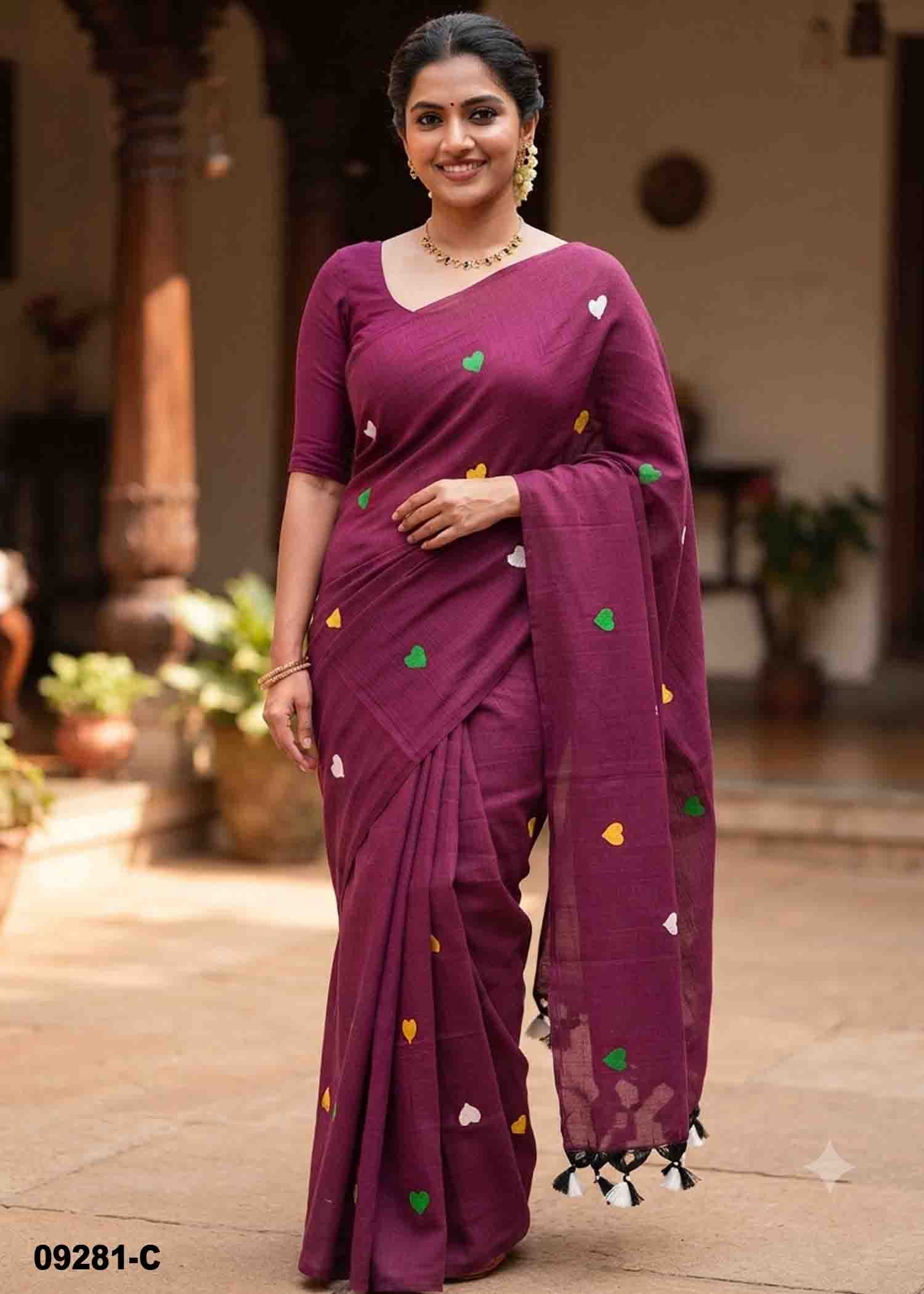 Magizhini -09281-C Purple Color Trendy Handloom Cotton Saree CM1449017 (RR3B)