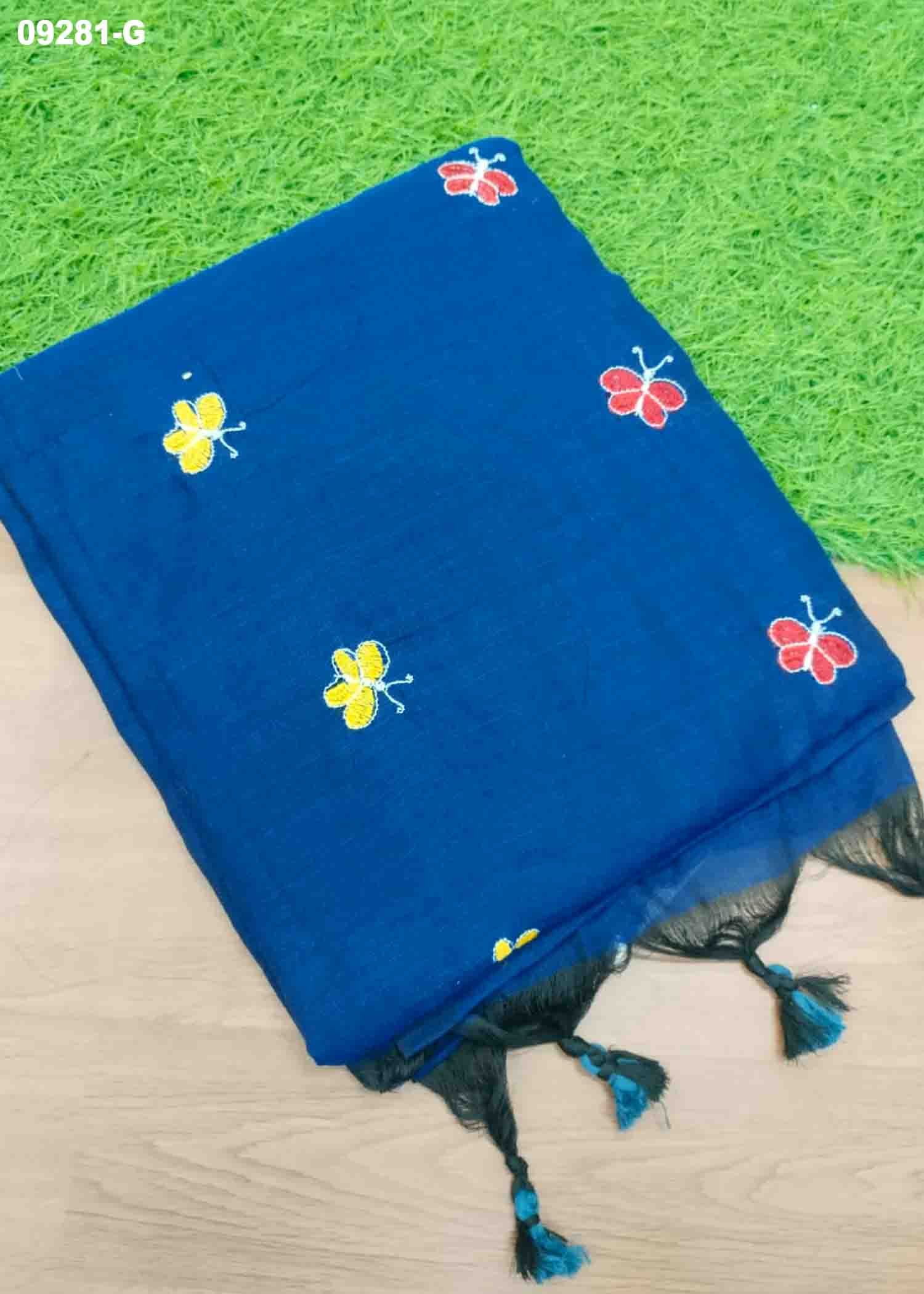 Magizhini -09281-G NavyBlue Color Trendy Handloom Cotton Saree CM1449017 (RR3B)