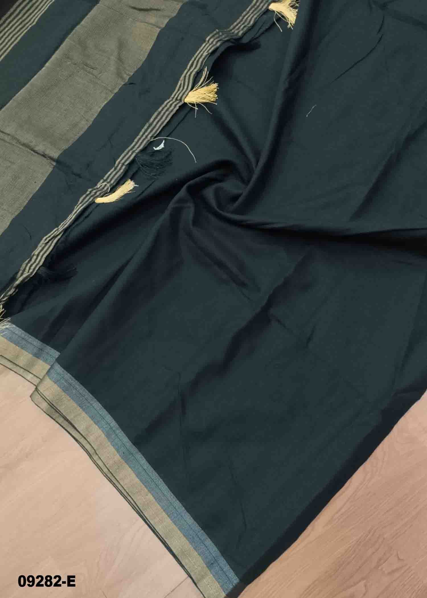 Aliya -09282-E Black Color Trendy Handloom Cotton Saree CM1470308 (RR3B)
