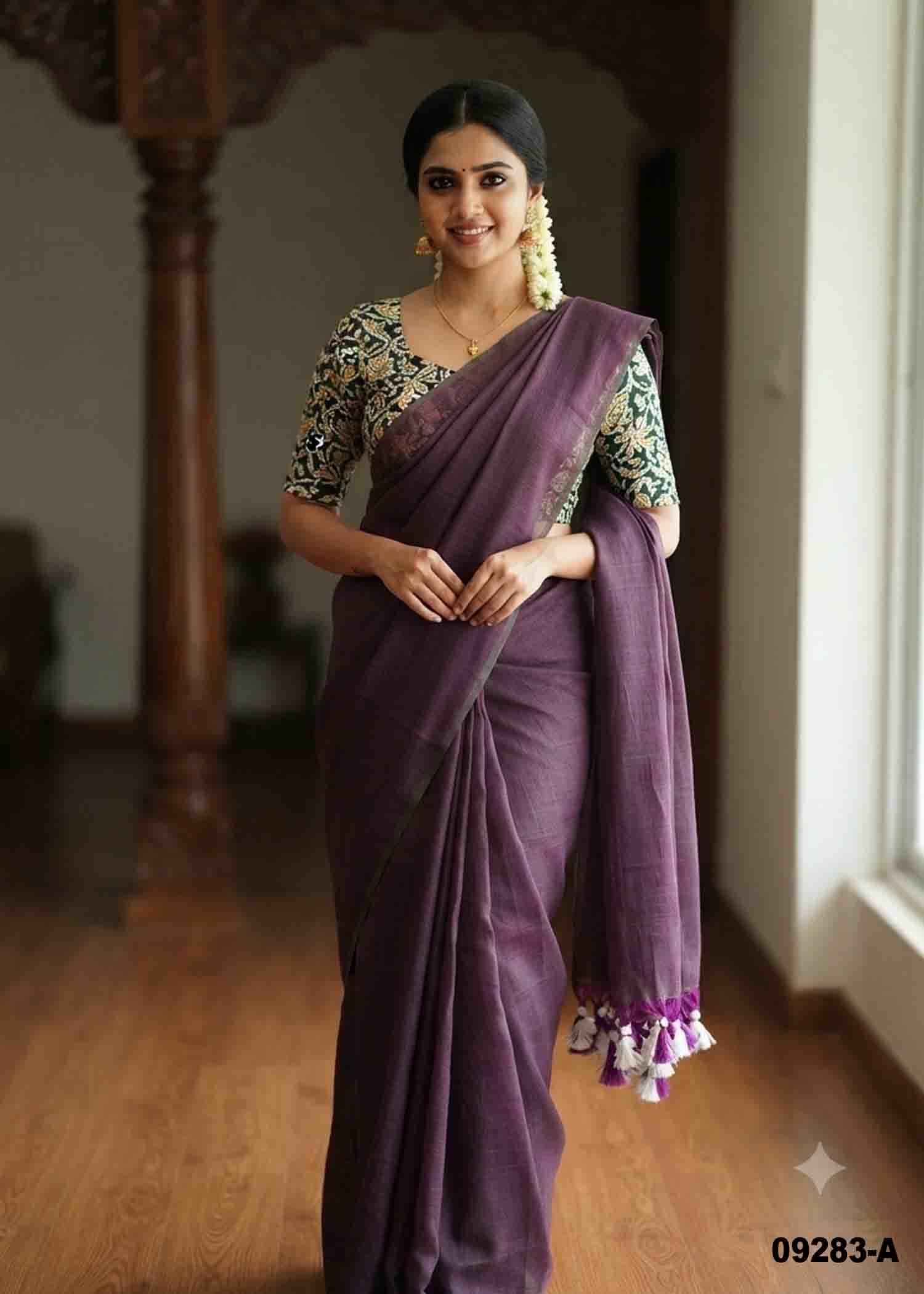 Priyadarshini -09283-A MauvePurple Color Trendy Handloom Cotton Saree CM1452081 (RR3E)