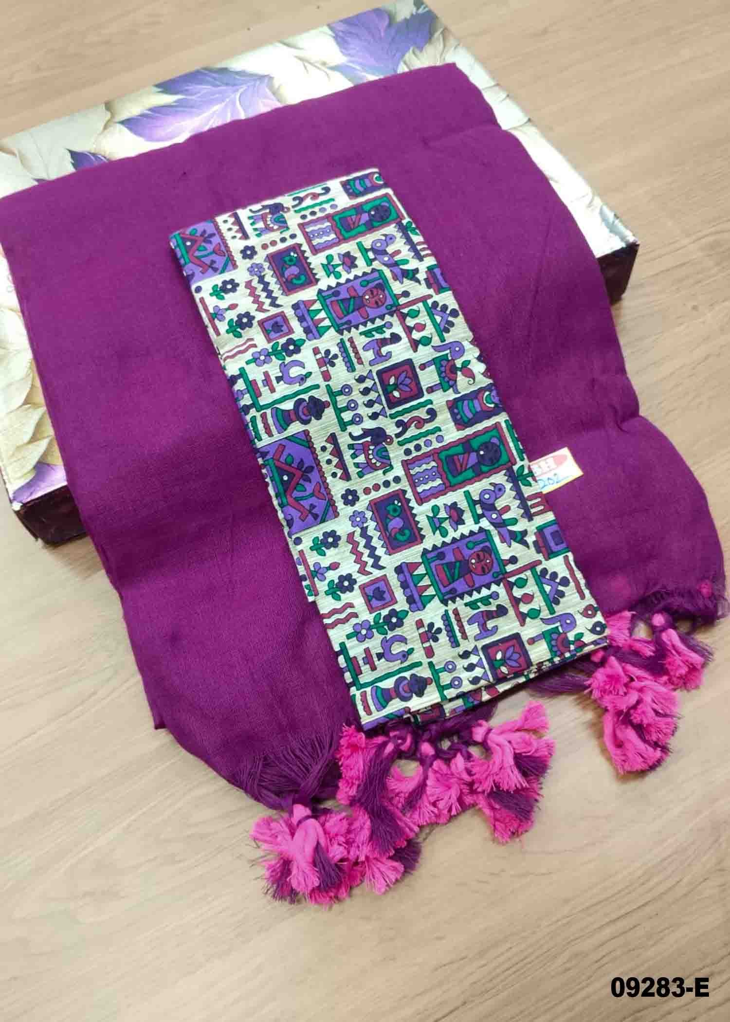 Priyadarshini -09283-E Purple Color Trendy Handloom Cotton Saree CM1452081 (RR3E)