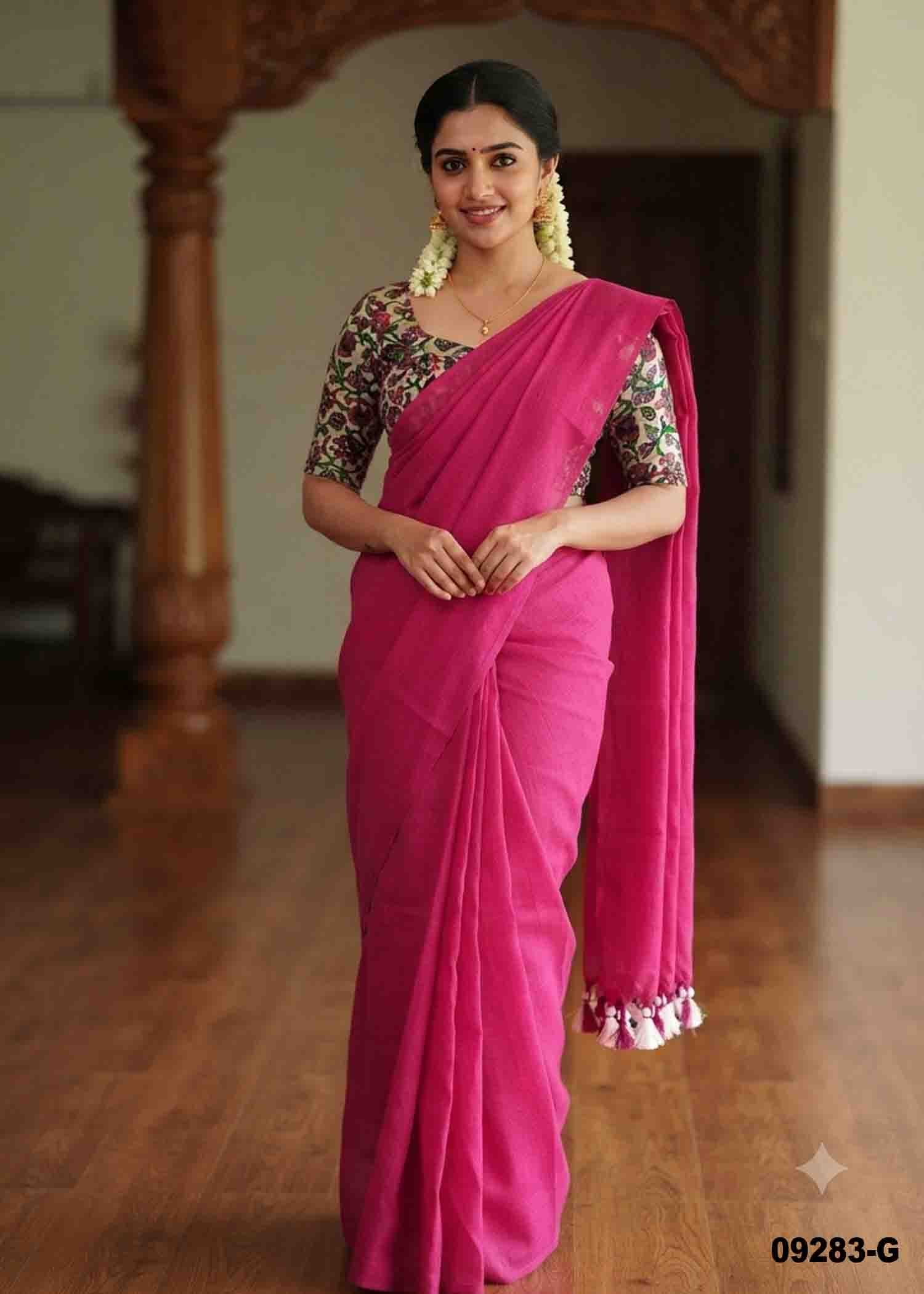 Priyadarshini -09283-G DarkPink Color Trendy Handloom Cotton Saree CM1452081 (RR3E)