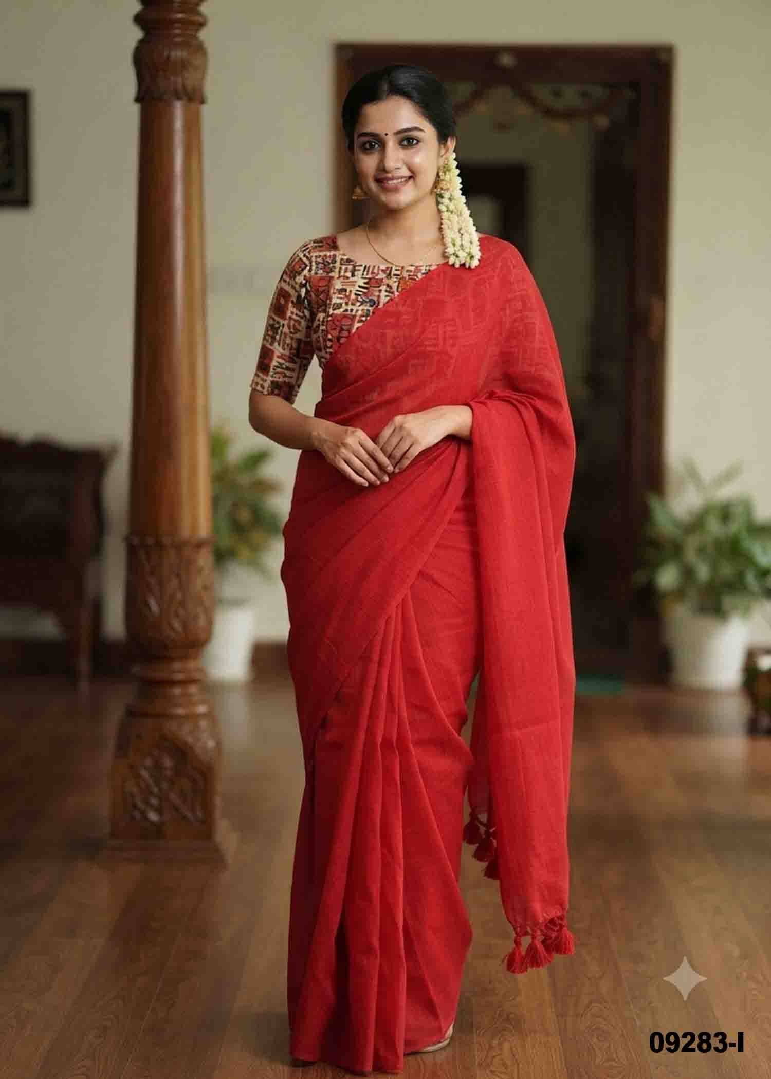 Priyadarshini -09283-I Red Color Trendy Handloom Cotton Saree CM1452081 (RR3E)