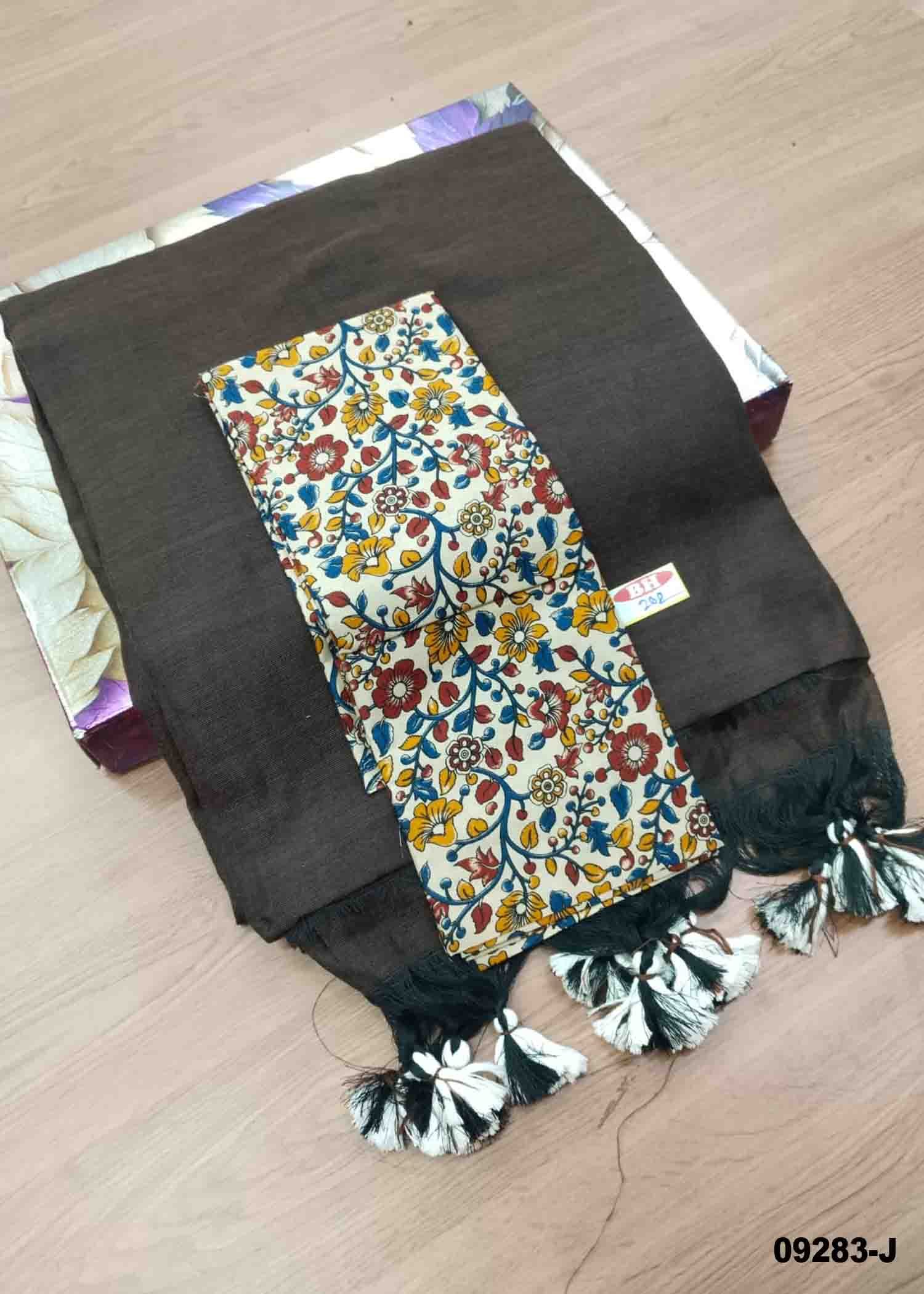 Priyadarshini -09283-J DarkBrown Color Trendy Handloom Cotton Saree CM1452081 (RR3E)