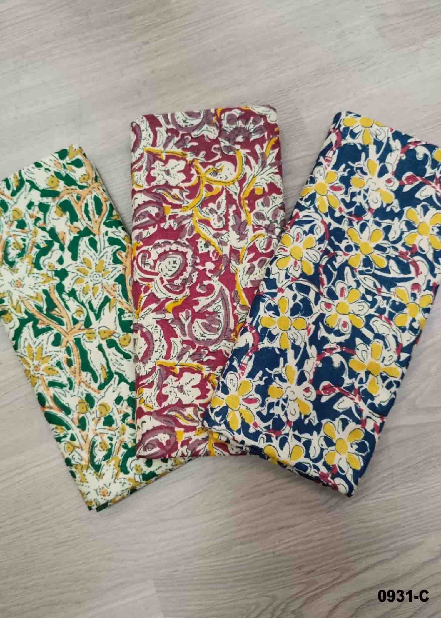 Yashika -0931-C Multi Color Kalamkari Cotton Blouse Bit (Set of 3) CM1466525 (RR5B)*3