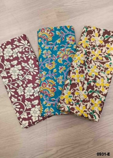 Yashika -0931-E  Multi Color Kalamkari Cotton Blouse Bit (Set of 3) CM1466525 (RR5B)*3