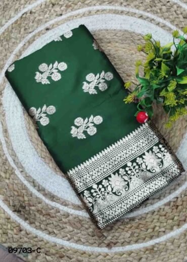 Kanika -09703-C  DarkGreen Color Traditional Banaras Saree CM1456348 (RR4D)