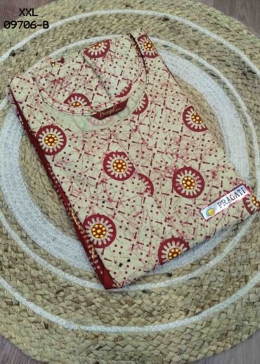Aswini -09706-B  [XXL]  Rusticmaroon  (Pranjul Brand) Cotton Readymade Pocket Nighty CM1470606 (RR6C)