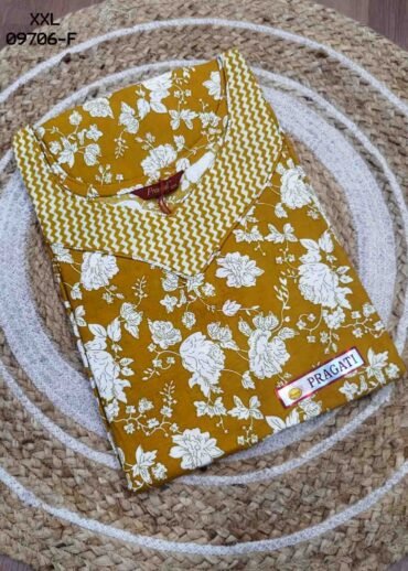 Aswini -09706-F  [XXL] Mustard  (Pranjul Brand) Cotton Readymade Pocket Nighty CM1470606 (RR6C)