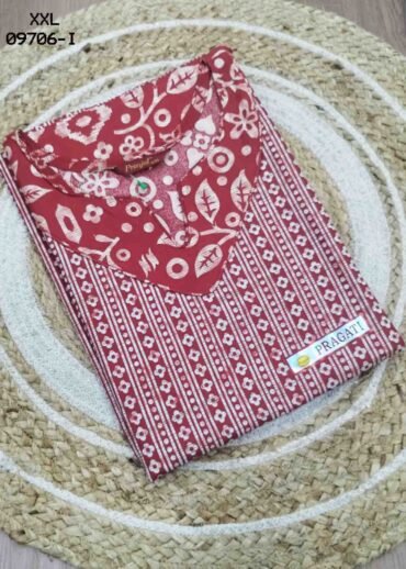 Aswini -09706-I  [XXL] Red  (Pranjul Brand) Cotton Readymade Pocket Nighty CM1470606 (RR6C)