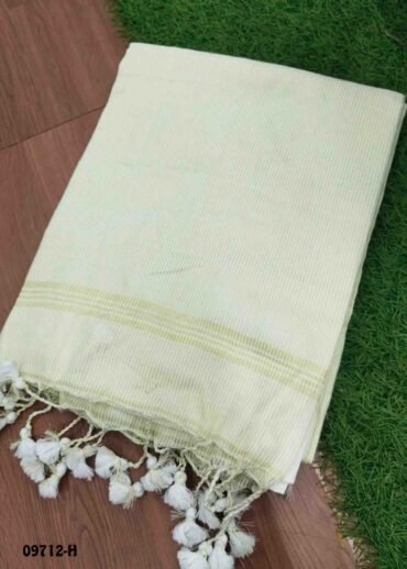 Aarthi -09712-H  HalfWhite Color Trendy  Handloom Cotton Saree CM1457563  (LR3C)