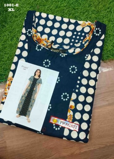 Malar -1001-E  [XL]  NavyBlue Color (Pranjul Brand) Cotton Readymade Pocket Nighty CM1470606 (RR6D)