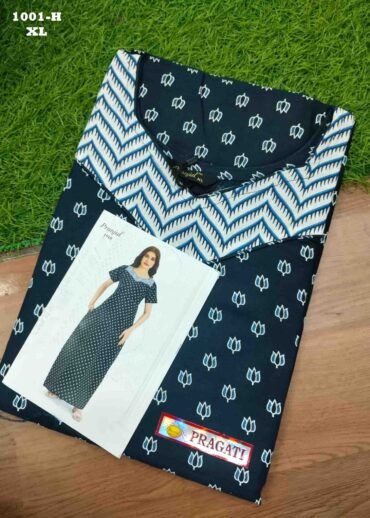 Malar -1001-H  [XL]  NavyBlue Color (Pranjul Brand) Cotton Readymade Pocket Nighty CM1470606 (RR6D)