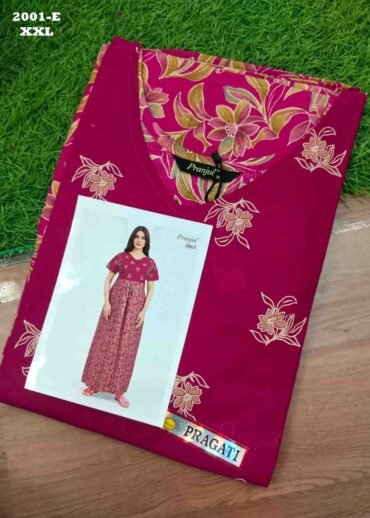 Sakthi -2001-E  [XXL]  Pink Color (Pranjul Brand) Cotton Readymade Pocket Nighty CM1467414 (RR6D)