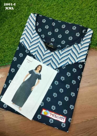 Sakthi -2001-I  [XXL]  NavyBlue Color (Pranjul Brand) Cotton Readymade Pocket Nighty CM1467414 (RR6D)