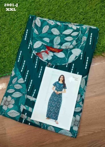 Sakthi -2001-J  [XXL]  PeacockGreen Color (Pranjul Brand) Cotton Readymade Pocket Nighty CM1467414 (RR6D)