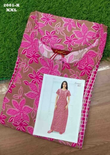 Sakthi -2001-K  [XXL]  Pink Color (Pranjul Brand) Cotton Readymade Pocket Nighty CM1467414 (RR6D)